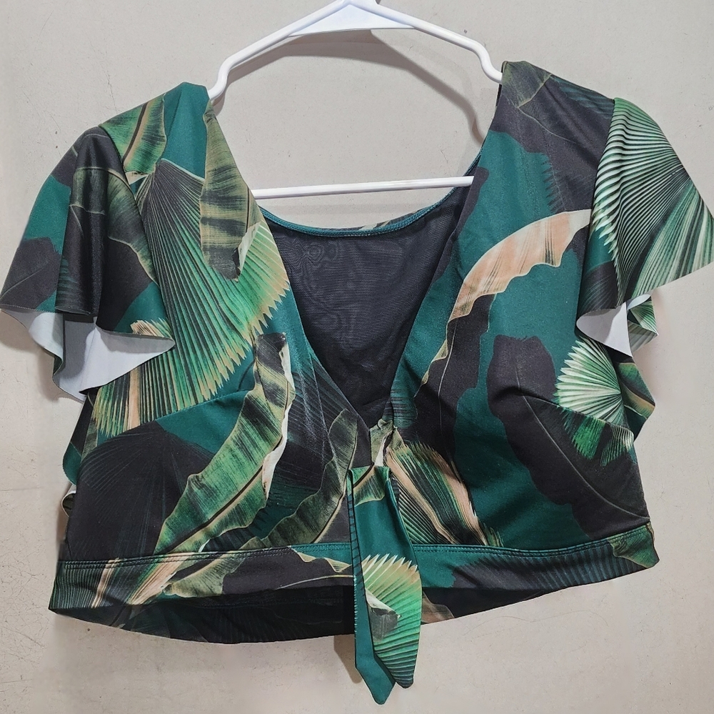 Swim By Cacique 2 Piece Lane Bryant Tropical Green Swimsuit - Picture 3 of 5